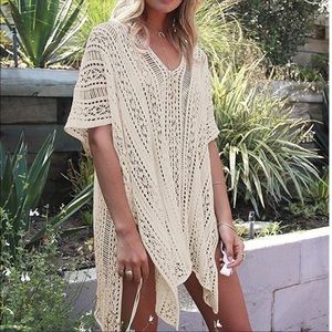 NWT Harhay Ivory Crocheted Beach Cover Up